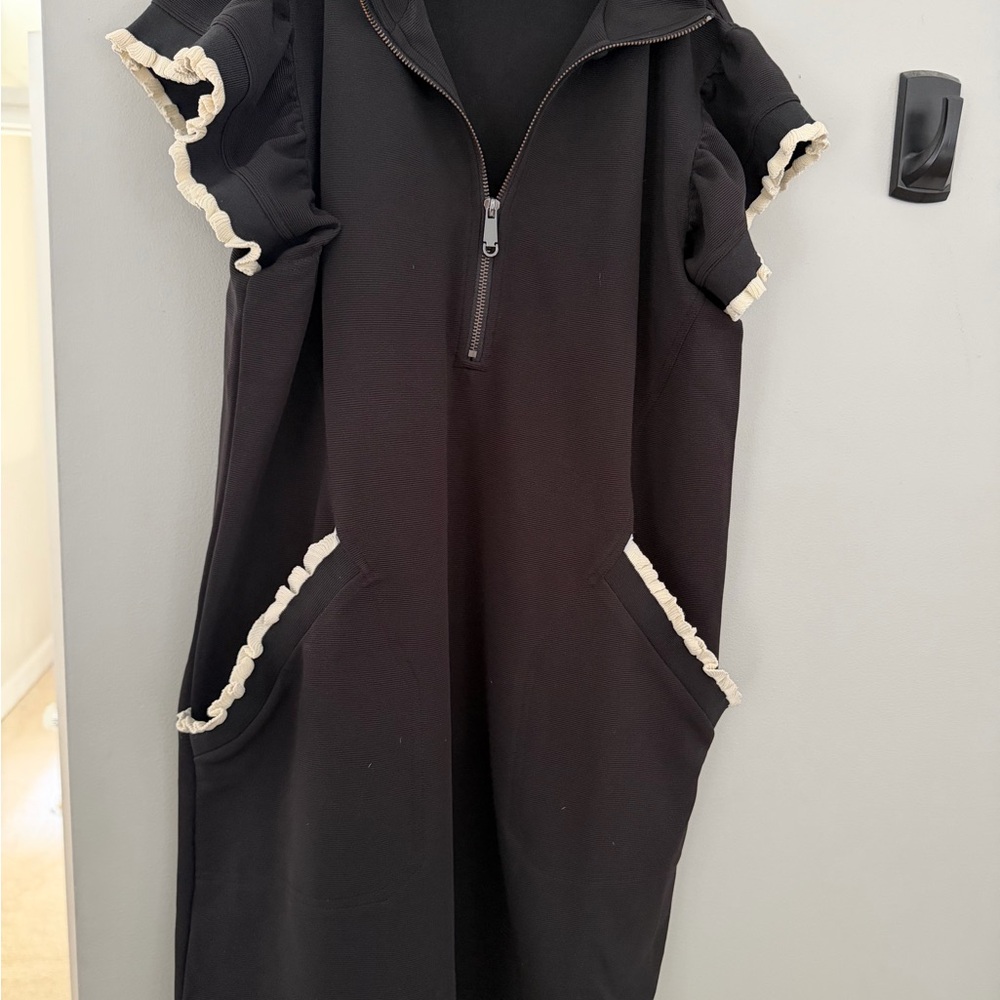 Entro Black Mini Dress with Cream Accents